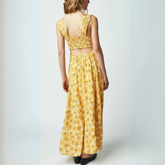 Free People Floral Midi Dress in Yellow - Picture 2 of 9